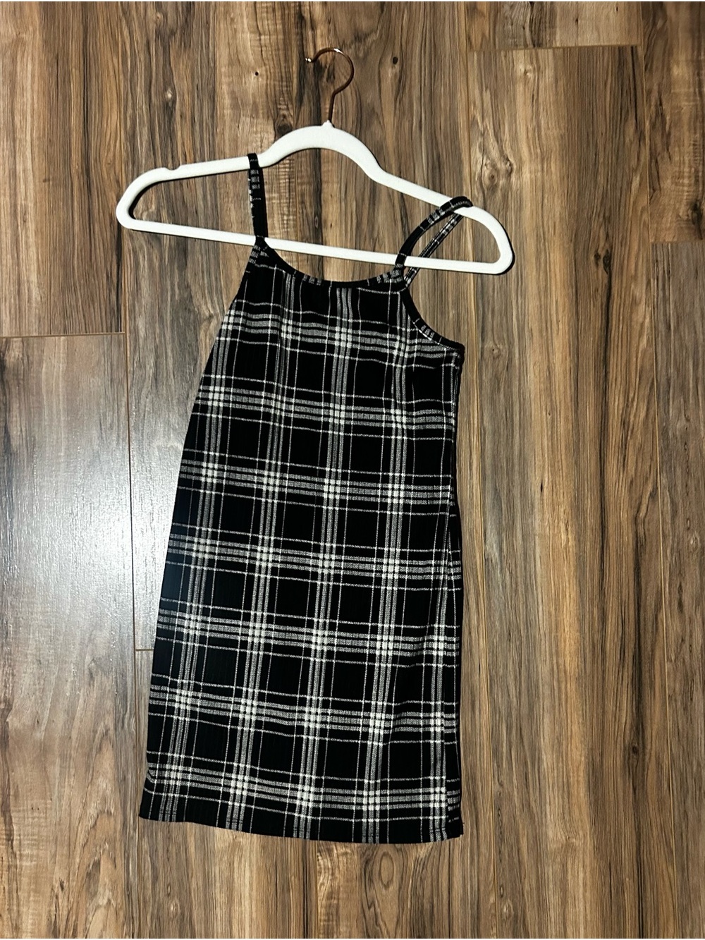 Moonpink Black & White Plaid Dress girls